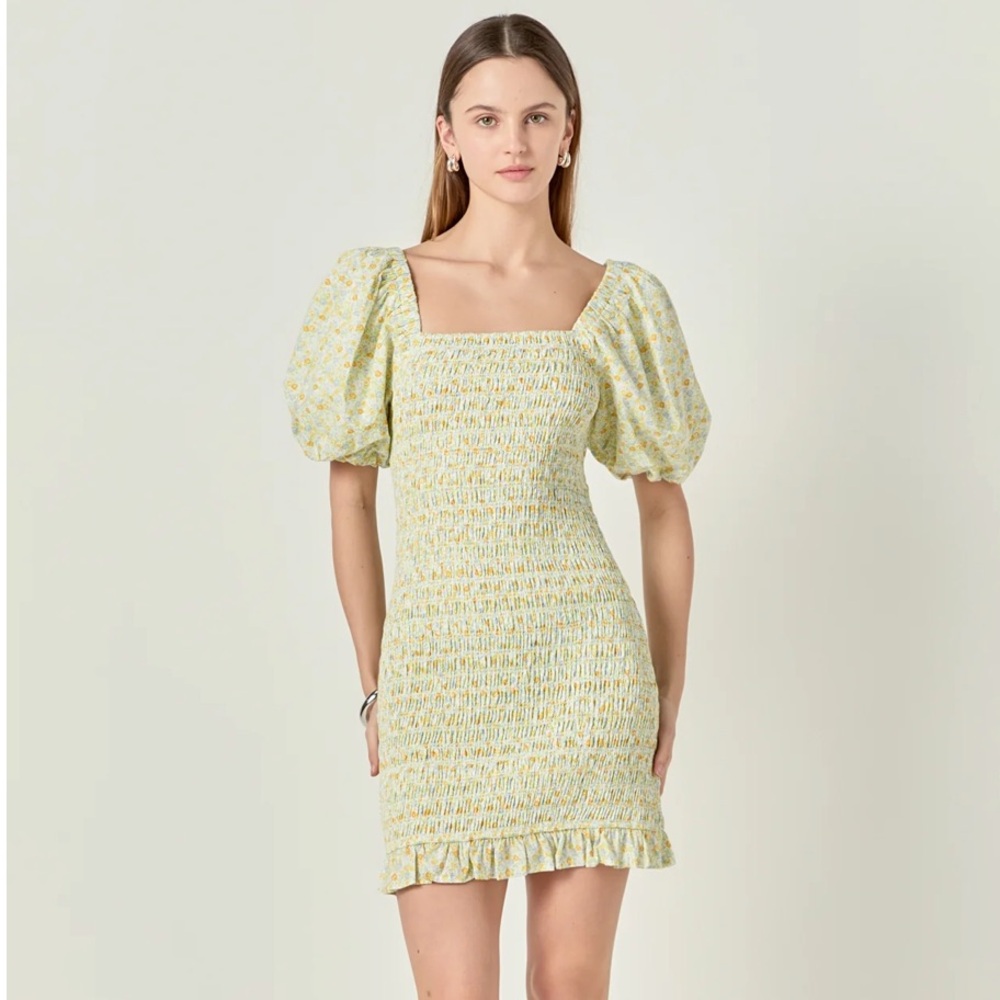 English Factory Floral Puff Sleeve Mini Dress